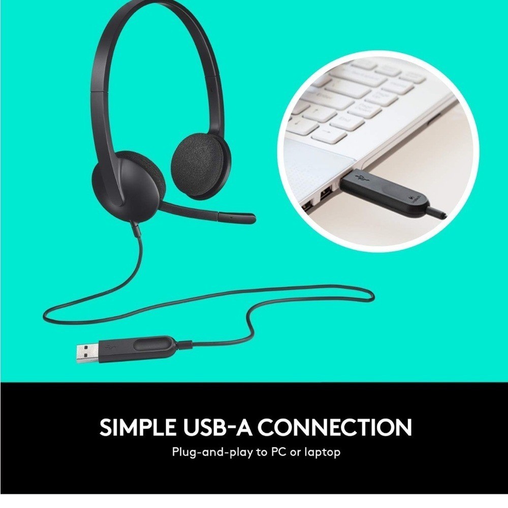 Logitech USB Headset H340, Stereo, USB Headset for Windows and Mac - Black