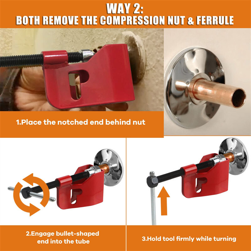 Red Compression Sleeve Puller Tool Remove Ferrule & Nut of Pipe Plumbing Tools