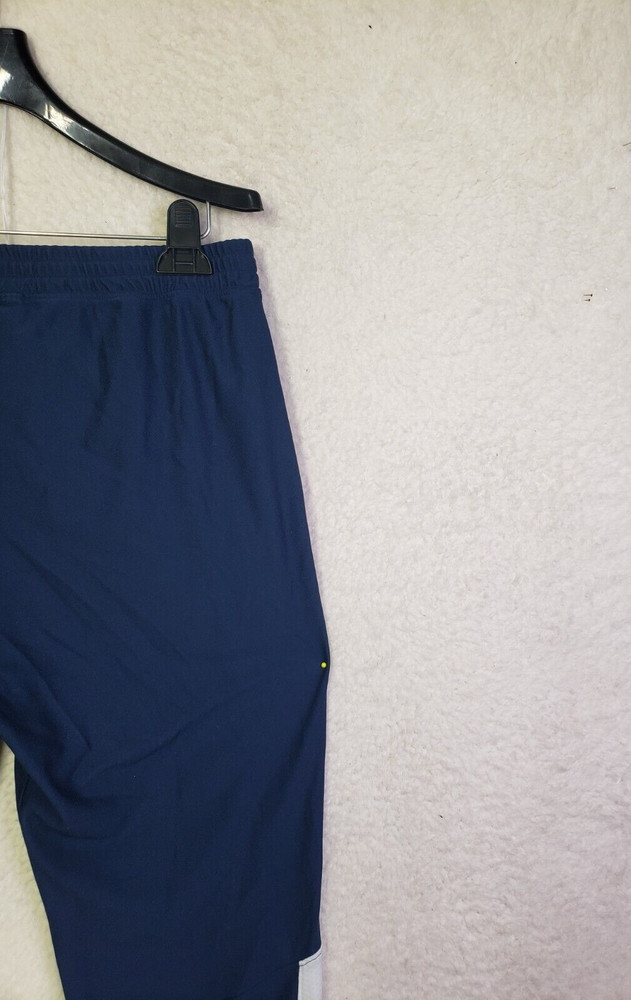 Under Armour Men Pants Large Blue 100% Polyester Drawstring Ankle Zip Activewear