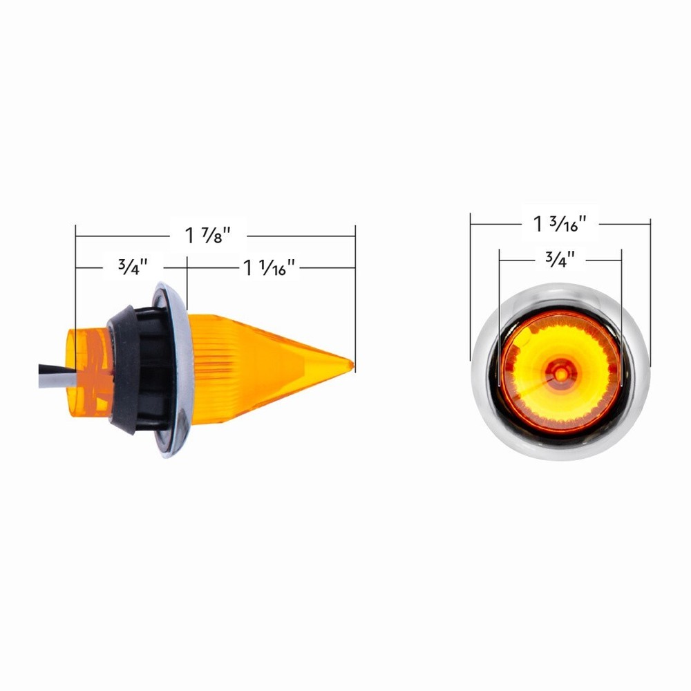 Amber LED / Amber Lens Dual Function Mini Spike Light SS Bezel Clearance/Marker