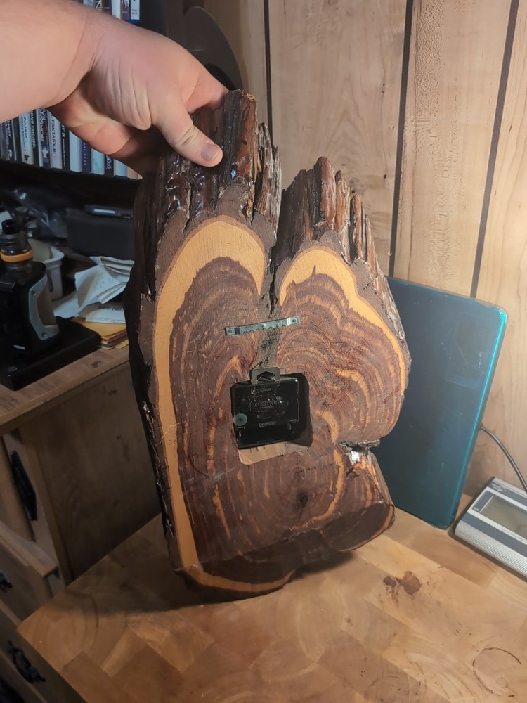 Cedar or Cypress Wood Log Slice Tree Trunk Slab Bark Wall Clock Tested