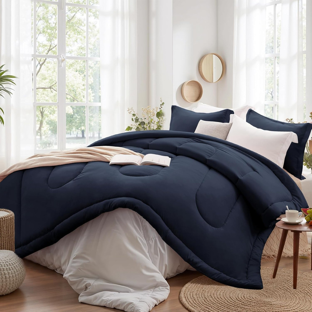 Queen Comforter Set - 3 Pieces Reversible Comforters Queen Size, Lightweight Bed