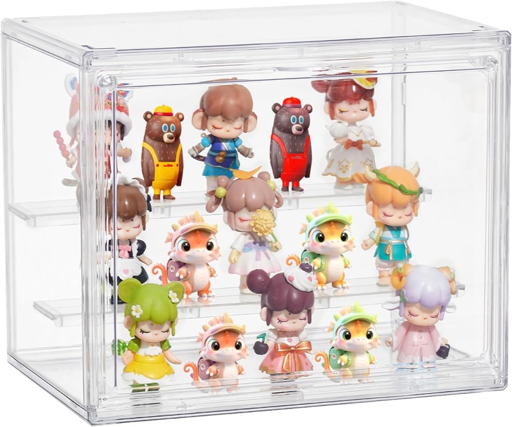 Acrylic Display Case,3 Layer Clear Display Case Adjustable Display Box Stand ...