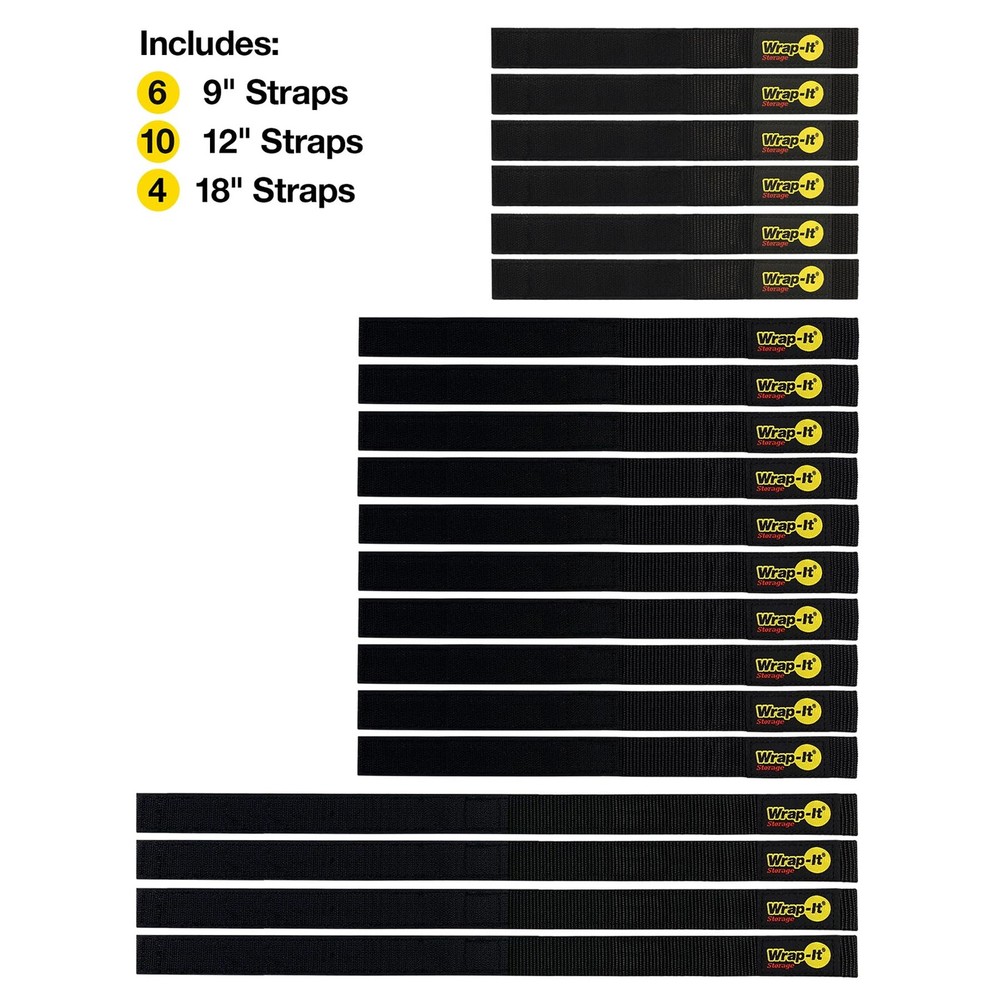 Quick-Straps by Wrap-It Storage - Assorted 20-Pack 20-Pack, Black