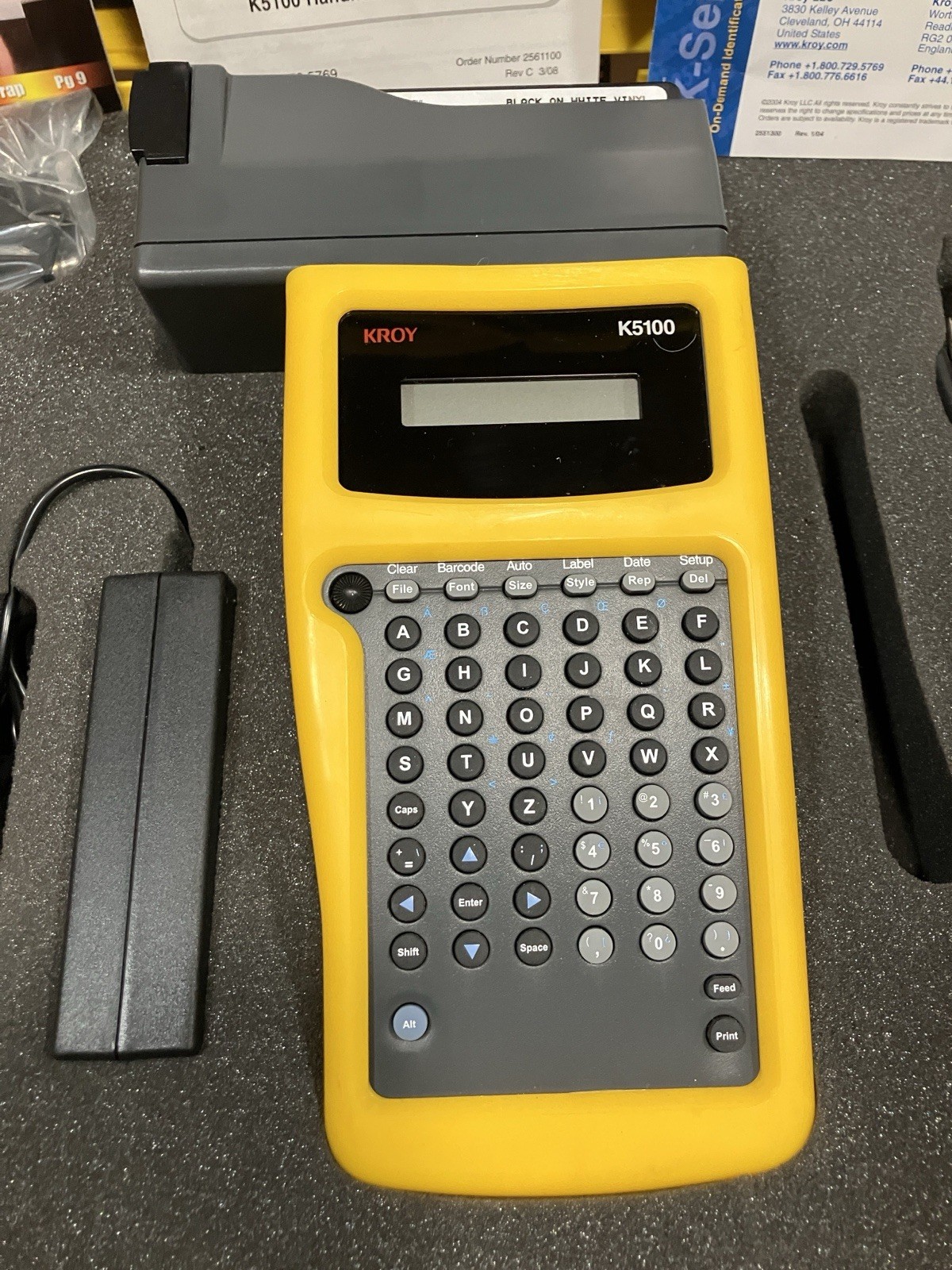 KROY HANDHELD LABEL PRINTER MODEL K5100 SHRINK TUBE PRINTER & VINYL SELF LAMENT