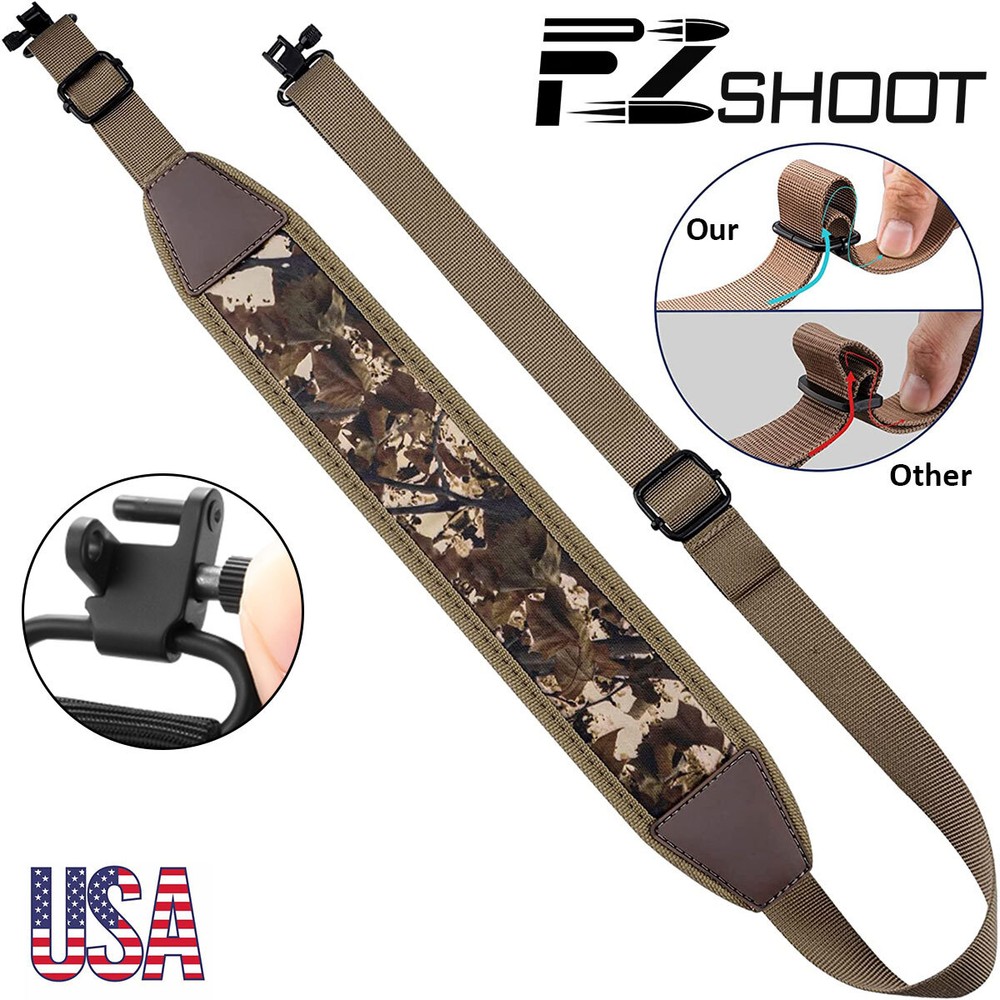 Adjustable Two Point Rifle Gun Sling Strap Quick Release Swivels Shoulder Padded