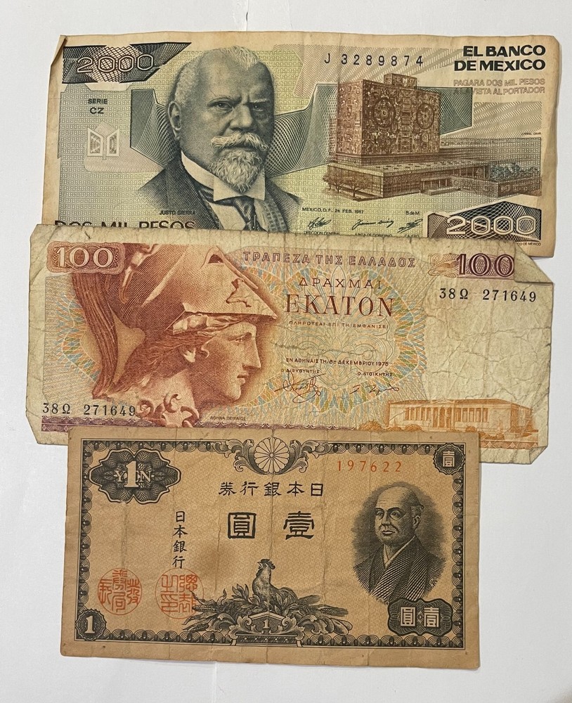 Old Foreign Currency (#608) 12 different lower grades.  Some with problems nice