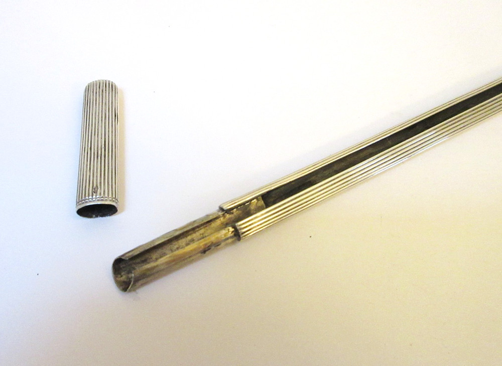 Antique Knitting Needle Guards Ribbed Silver