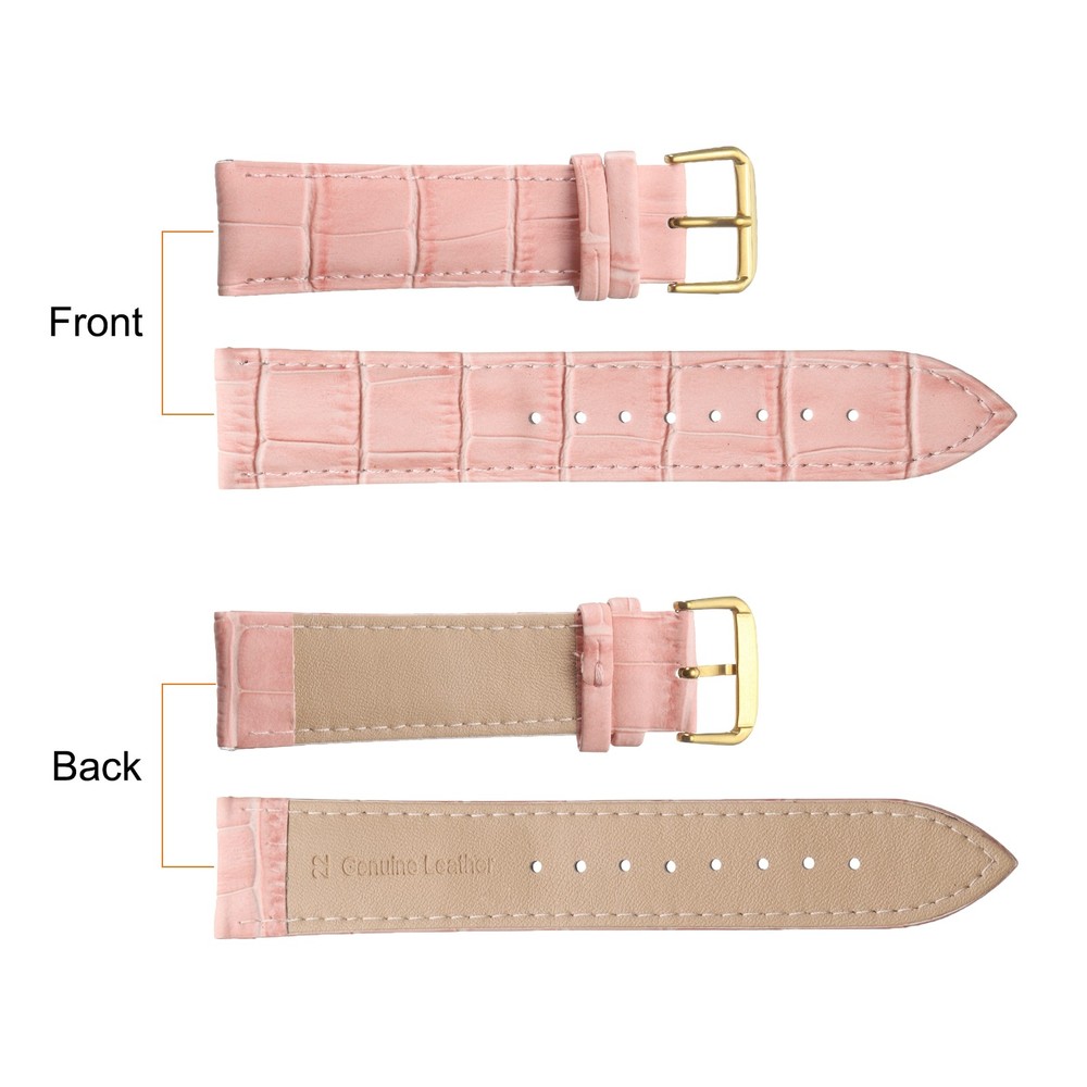 Leather Watch Bands 22mm Classical Embossed Replacement Strap Pink Gold