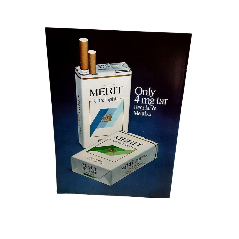 1981 Merit Cigarettes Regular and Menthol Original Print Ad 80s