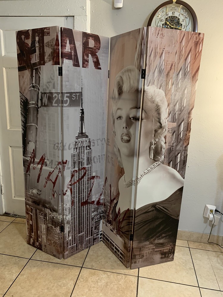 Large 4 Panel Canvas Madeley Monroe ￼Room Divider Screen