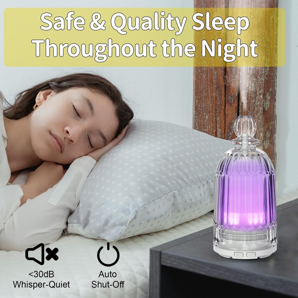 Glass Essential Oil Diffuser, Aroma Diffusers with Glass Cover & Pl... Fast Ship