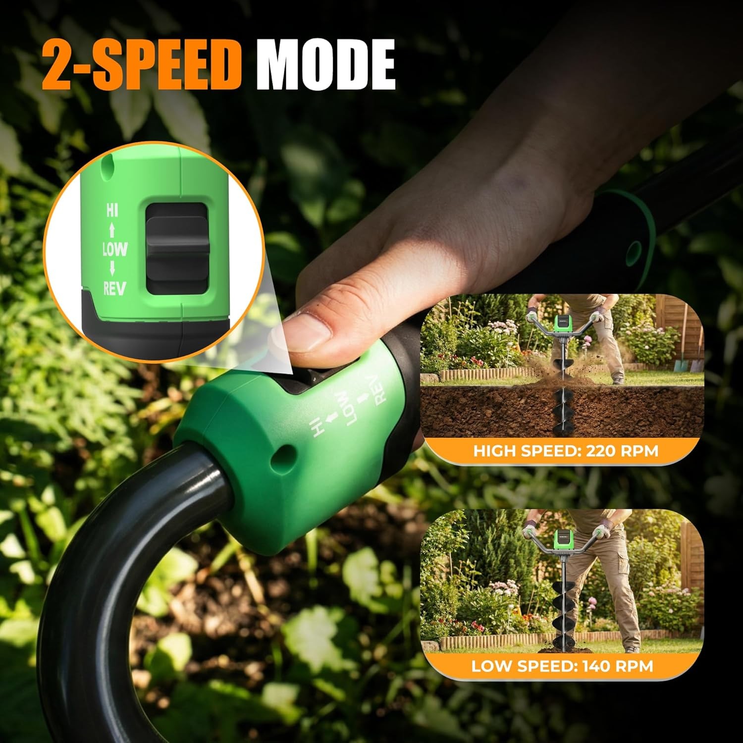 WORKPROX 40V Electric Auger Post Hole Digger 8" Earth Auger Brushless 4A Battery