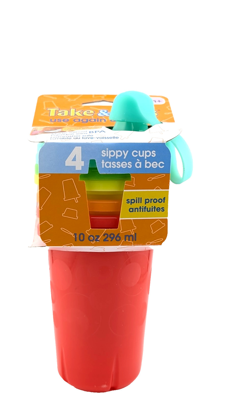 Take & Toss On The Go Spill Proof Sippy Cups 9 Months+ 4 Pack 10 fl oz