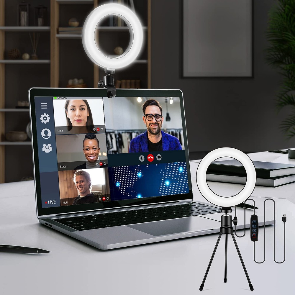 Video Conference Lighting Kit, LED Ring Light for Webcam Lighting, 3 Light Mo...
