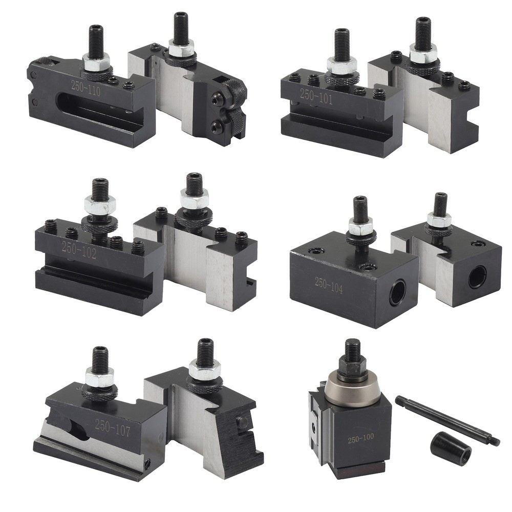 AXA Size 250-100 Set Piston Type Quick Change Tool Post Set For Lathe 6- 12"