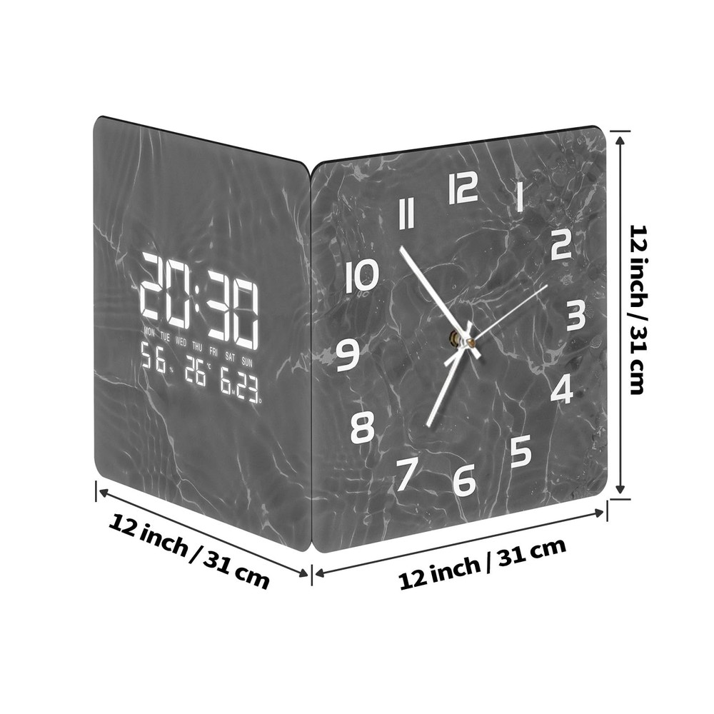 Electric Digital Wall Corner Clock with Temperature/Humidity//Time/Date Smart...