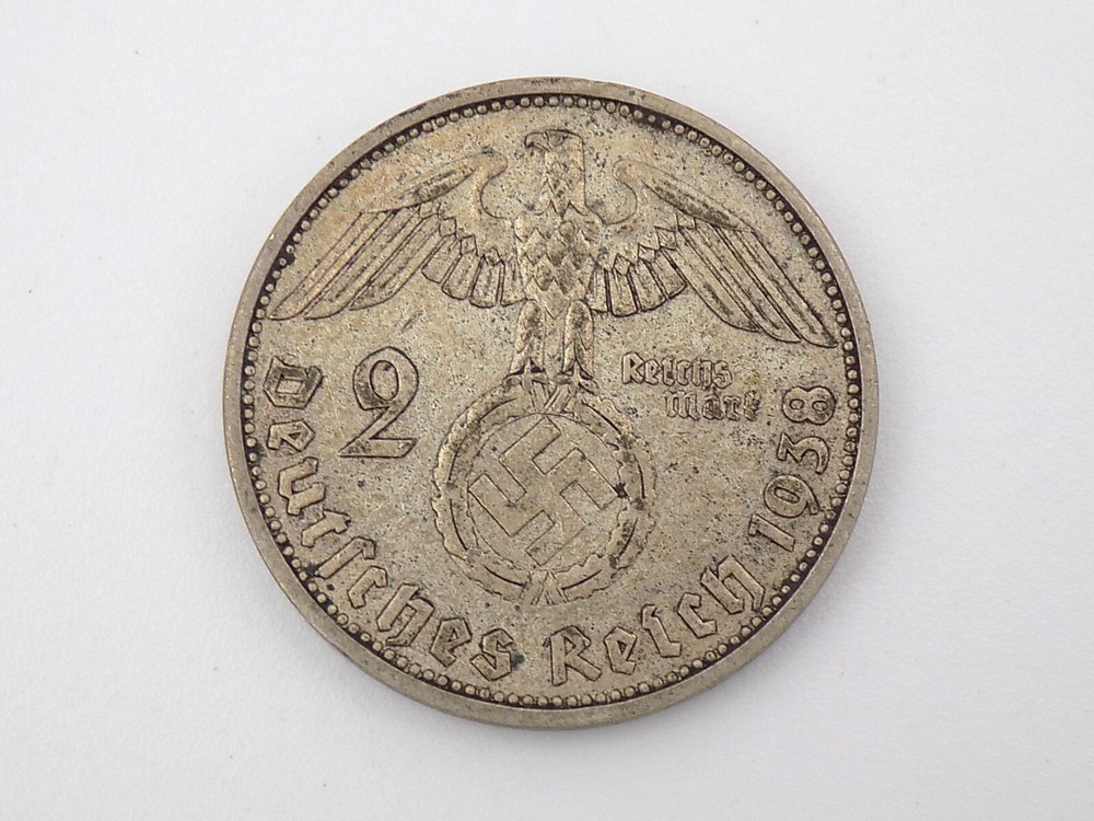 1938-A Third Reich Germany 2 Marks Silver Coin
