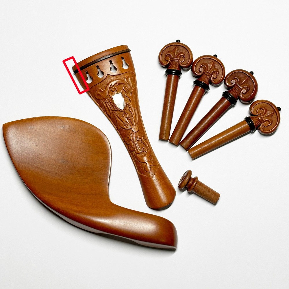 4/4 Violin Jujube Wood Fitting Tailpiece Chinrest Peg Endpin (with small defect)