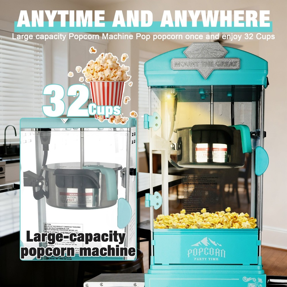 Popcorn Machine with Cart ,Wheels & 10 Oz Kettle Popcorn Maker Measuring
