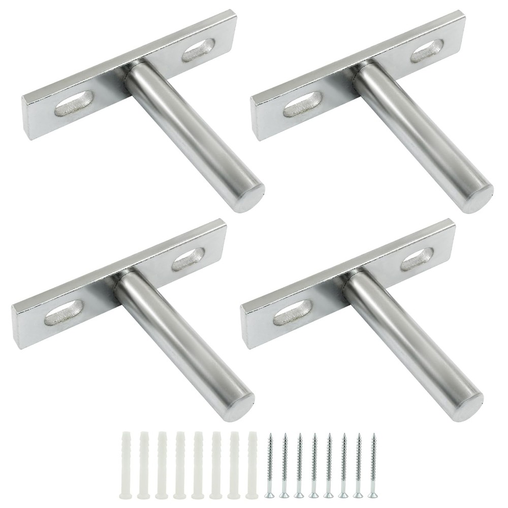 4 PCS 2 Inch Hidden Floating Shelf Brackets, Silver, Blind Shelf Support, Wall