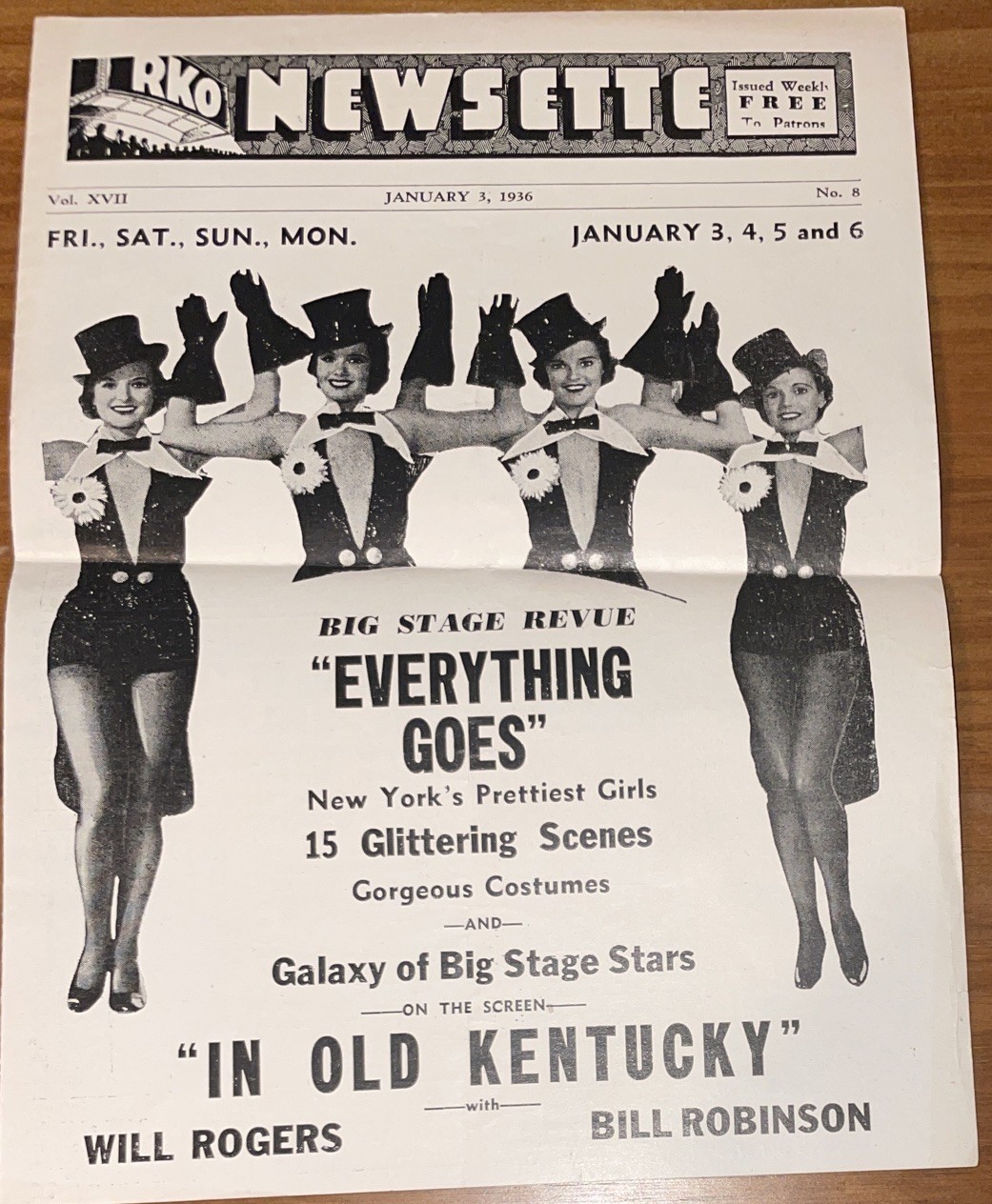 Everything Goes Original RKO Newsette Theater Will Rogers NY Prettiest Girls 36’