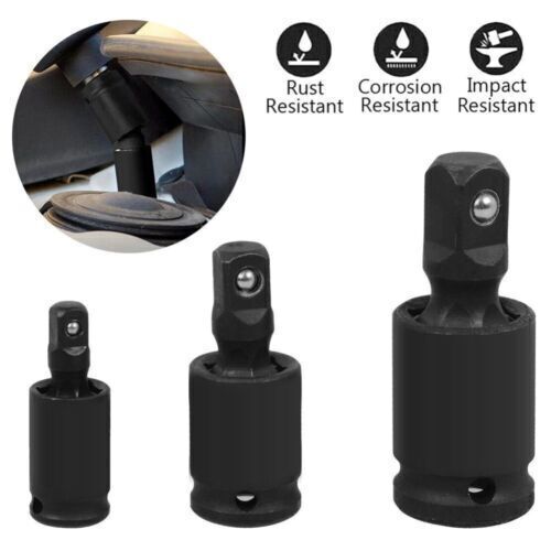 3Pcs Impact Universal Joint Socket Swivel Set 1/4" 3/8" 1/2" Drive Socket Tools