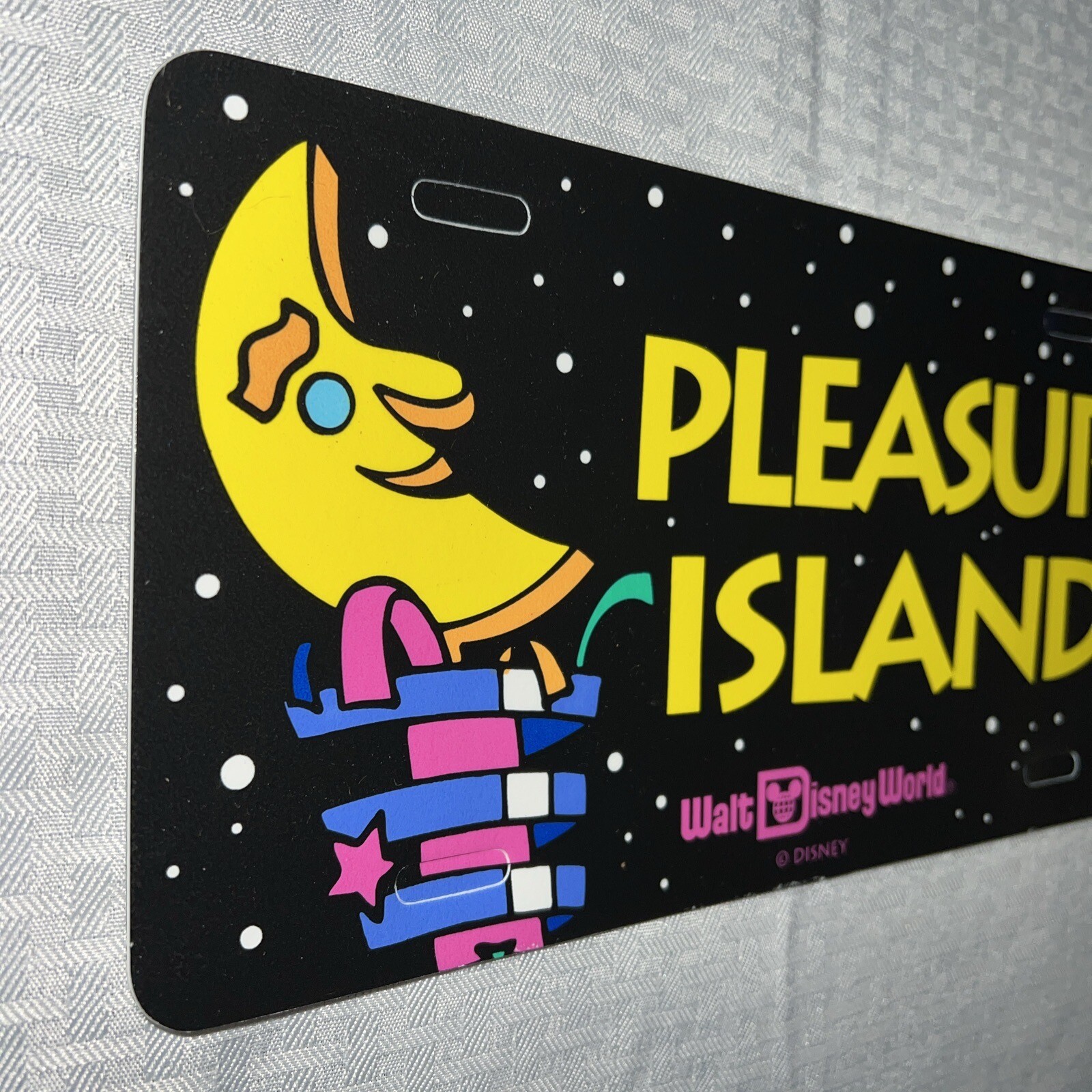 Pleasure Island Walt Disney World Vintage 90s License Plate Plastic Sign 6"x12"