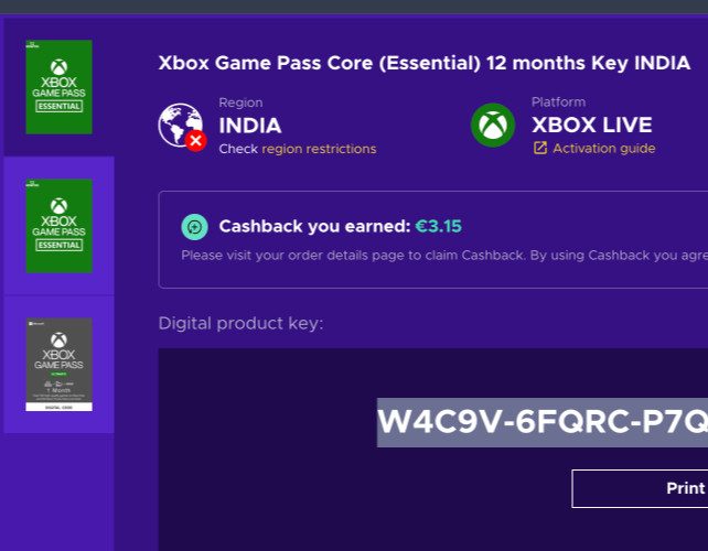 XBOX GAMPASS ESSENTIAL 12 MONTH CODE (INDIA)