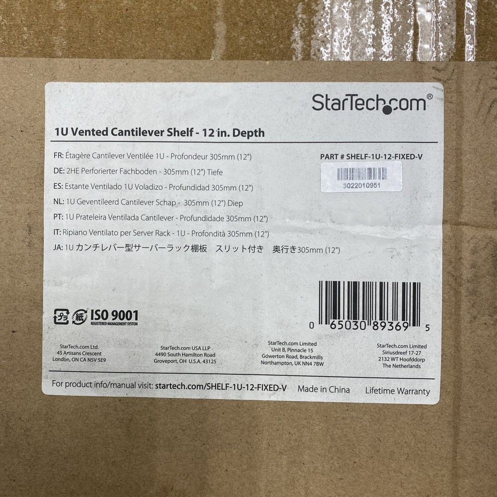 StarTech.com SHELF-1U-12-FIXED-V 1U Server Rack Shelf Universal Vented Rack