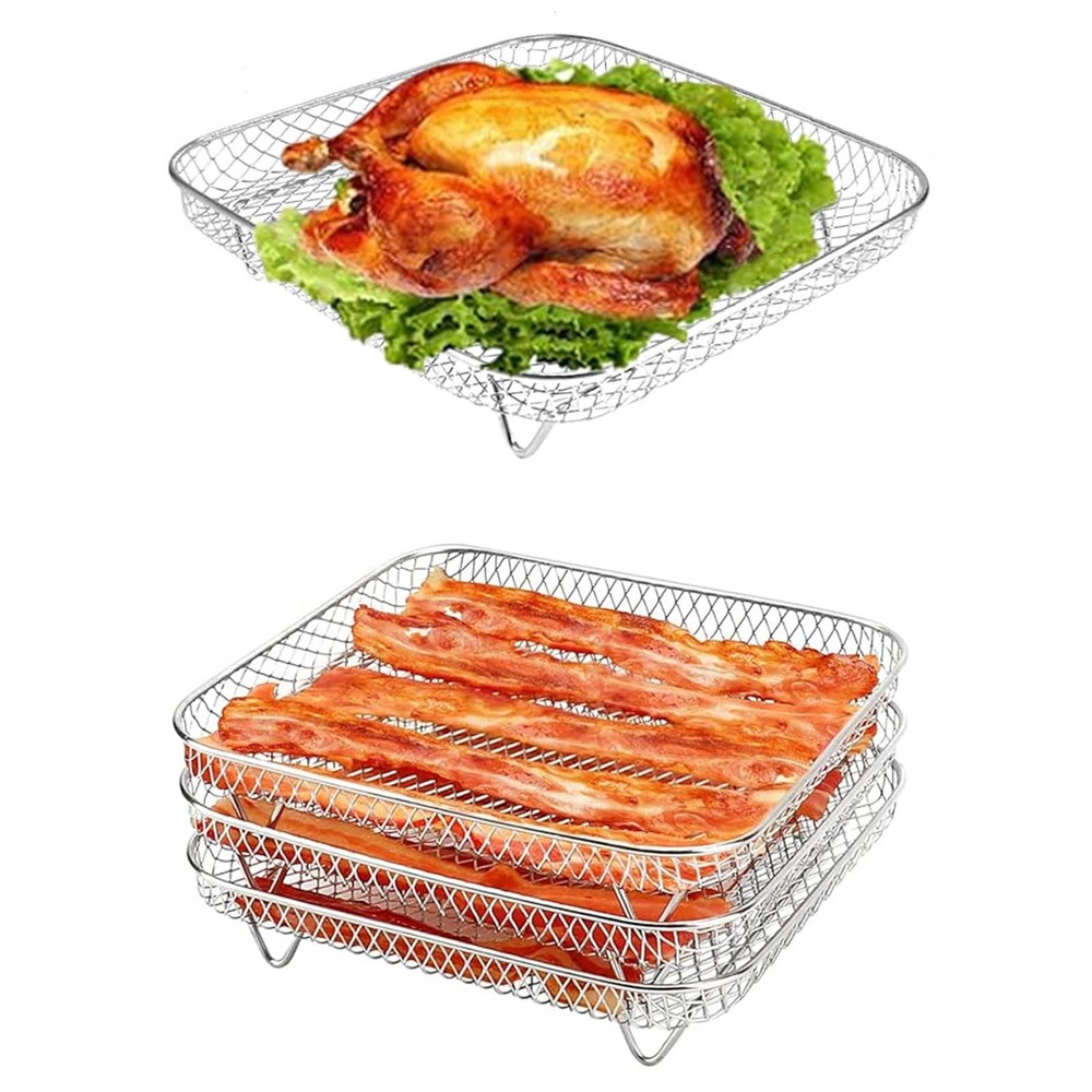 Dehydrator Rack 3 Layers,8" Square 3 Stackable Stainless Steel Stand Accessor...