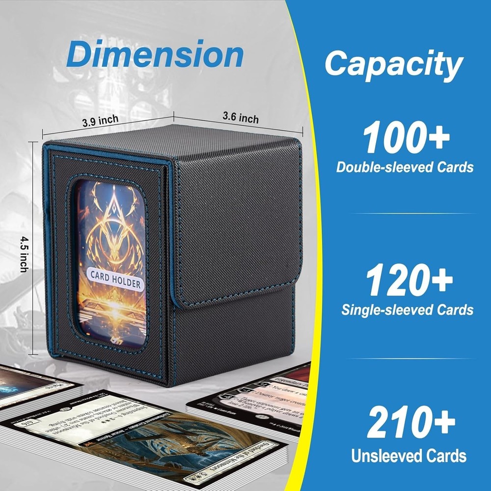 MTG Deck Box, Double Display Window MTG, Commander Deck Box Fits 120+ Single Sle