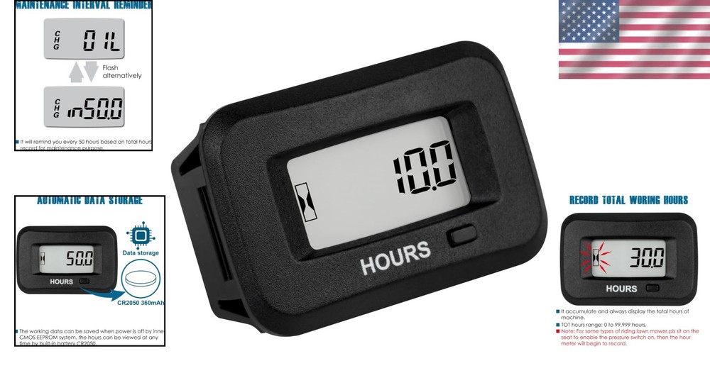 Versatile Digital Hour Meter - Reliable Maintenance Reminder for Equipment