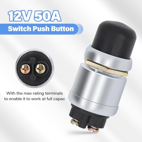 Engine Start Push Button Momentary Start Switch, 12V 50A Waterproof 2 PCS