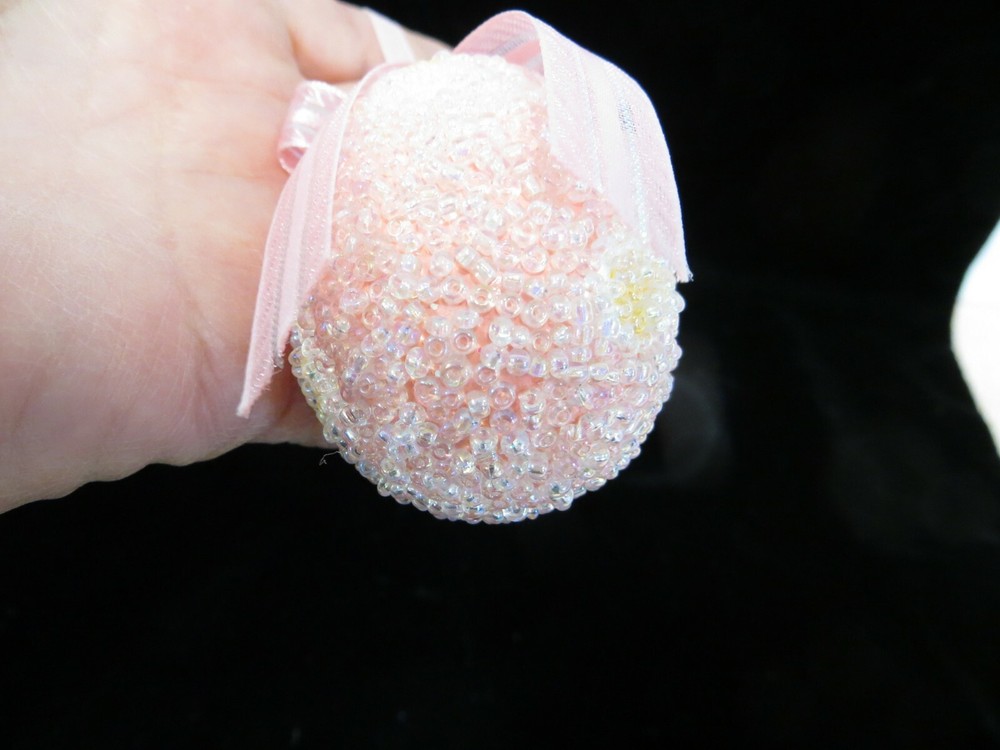 Easter Ornament -- Beaded Pink Egg