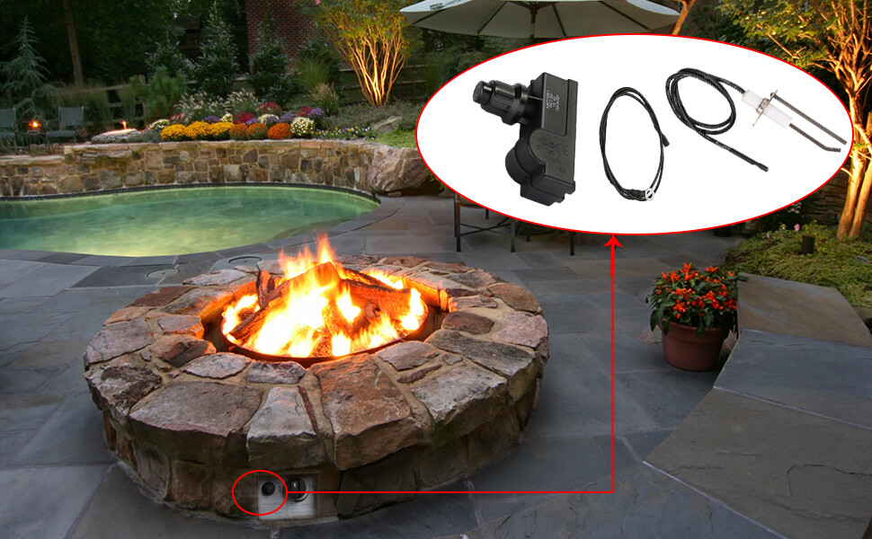 Burner Fire Pit Igniter, Push Button Ignition Kit with 2 Outlet and Ground Wire