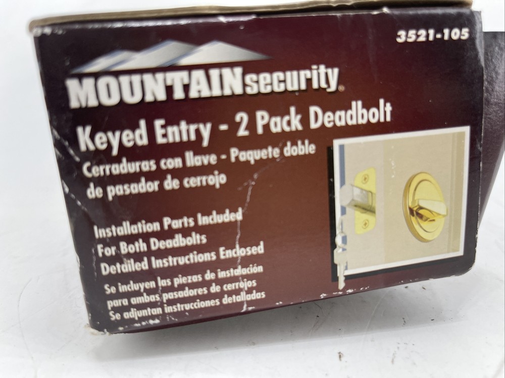 HAMPTON MOUNTAIN SECURITY BOXs, 2 POLISHED BRASS KEYED DEADBOLT 3501-105 