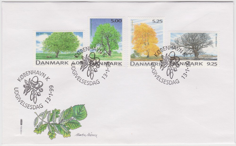 Denmark FDC 1999, Trees, mint