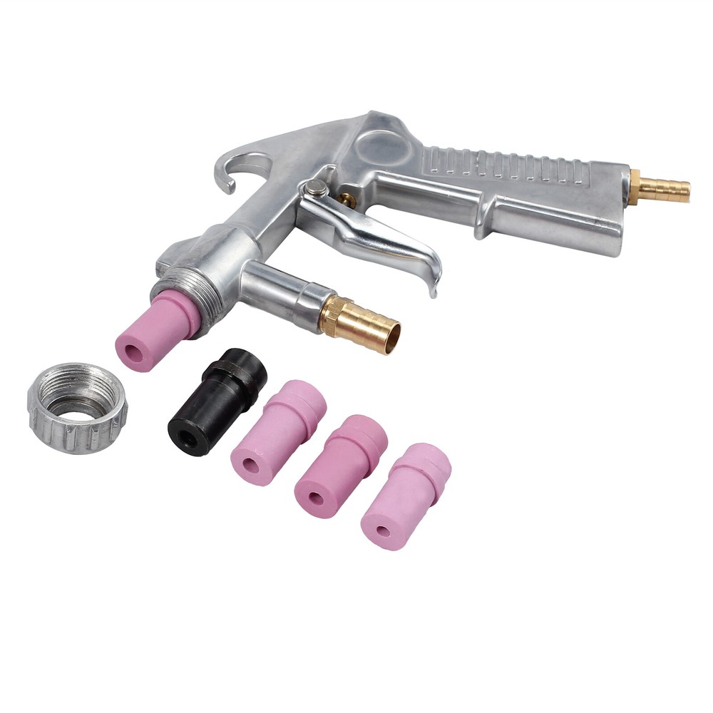 Sand Blasting Gun Sandblaster + 4X Ceramic Nozzles + Extra Iron Nozzle Tip Set