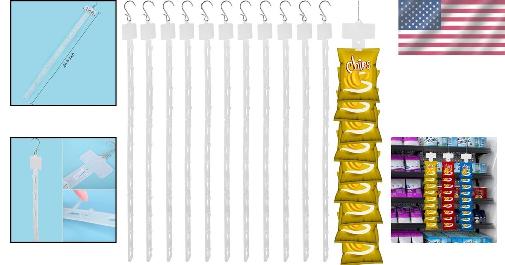 Durable Plastic Display Strips with Label Headers - 12 Stations for Retail Use