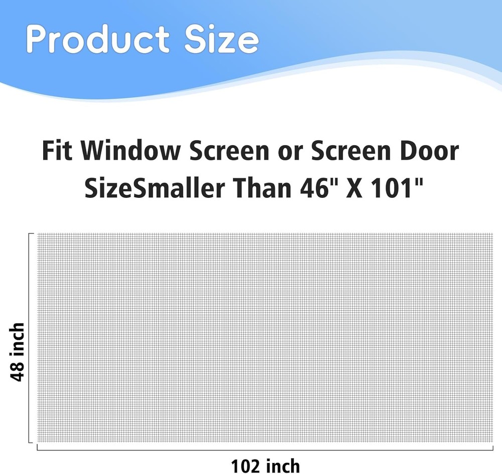 Window Screen Mesh Replacement Roll 48"x102"