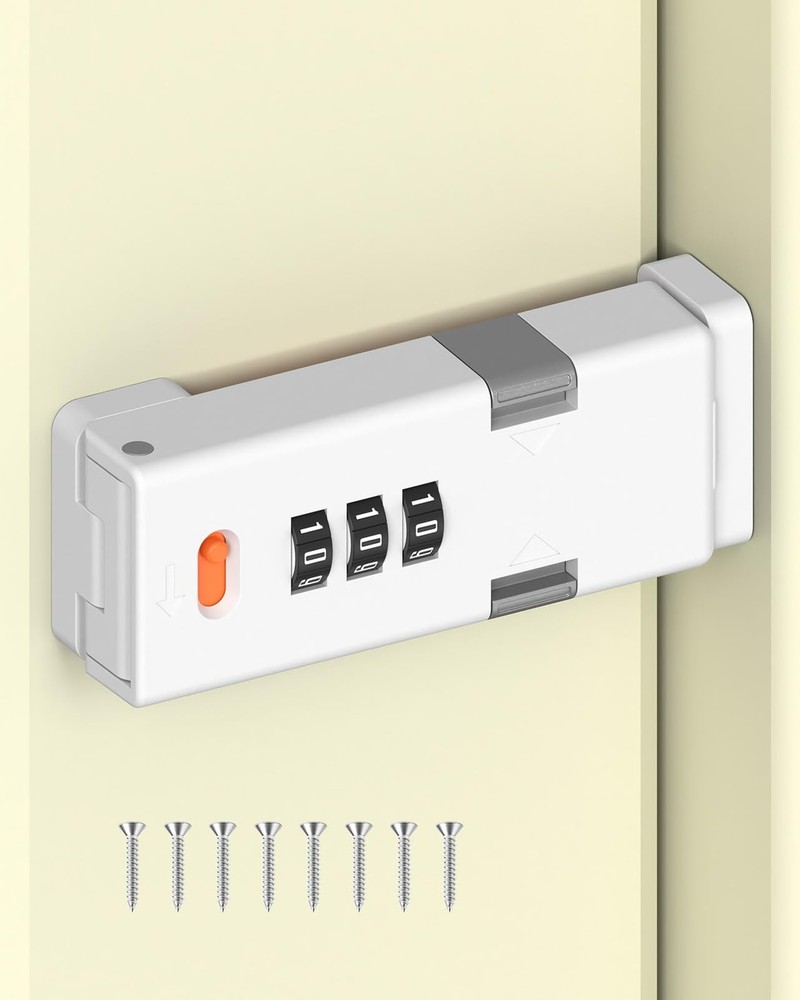 90 Degree Barn Door Combination Lock 3 Digit Password Keyless White Security