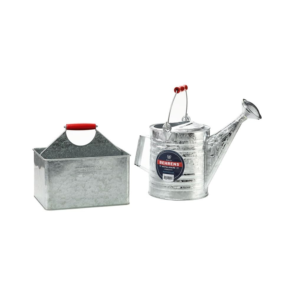 Rectangular Patitioned Cleaning Cadding – Galvanized with red Handle