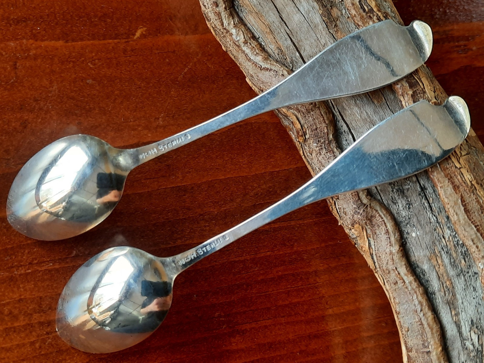 Pair Sterling Wood & Hughes Unknown Chrysanthemum Pattern Demitasse, No Mono