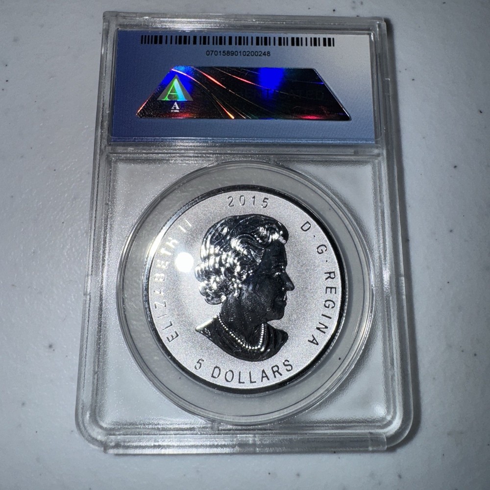 2015 Canada Maple Leaf $5 E=mc2 Privy Reverse Proof ANACS RP69 DCAM First Day