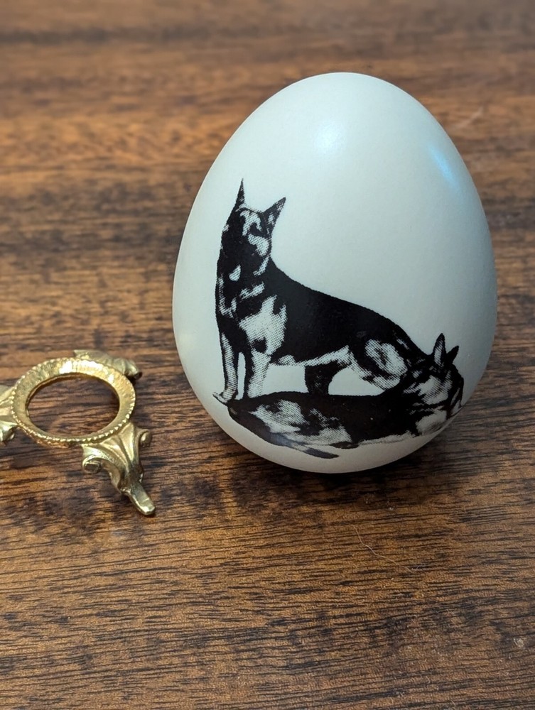German Shepherd Porcelain Egg Handcrafted by Eggzakly