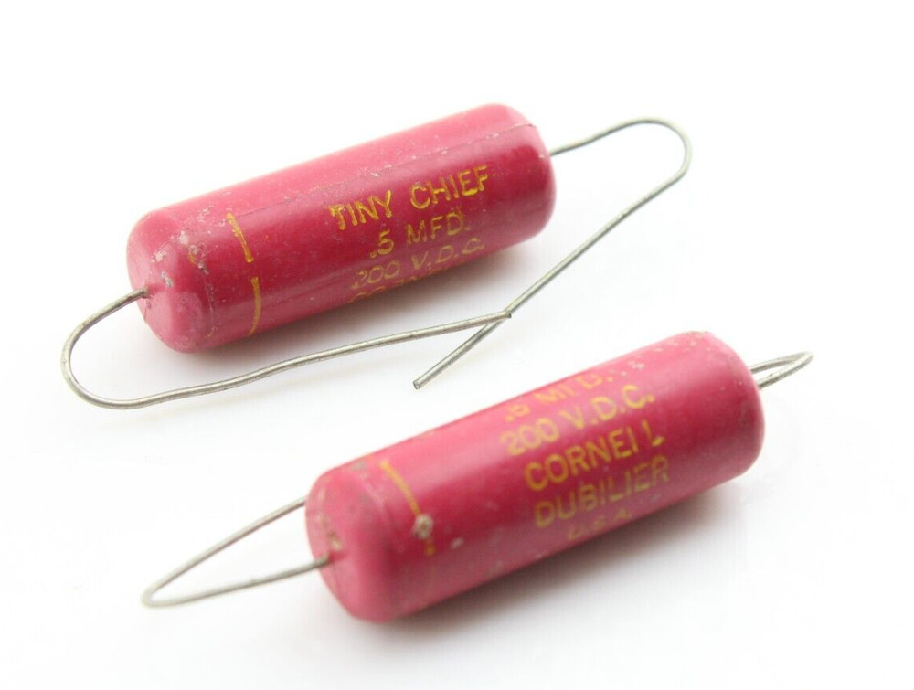 NOS Matched Pair Cornell Dubilier Tiny Chief .5uF 200V DC 5% Capacitors Tested