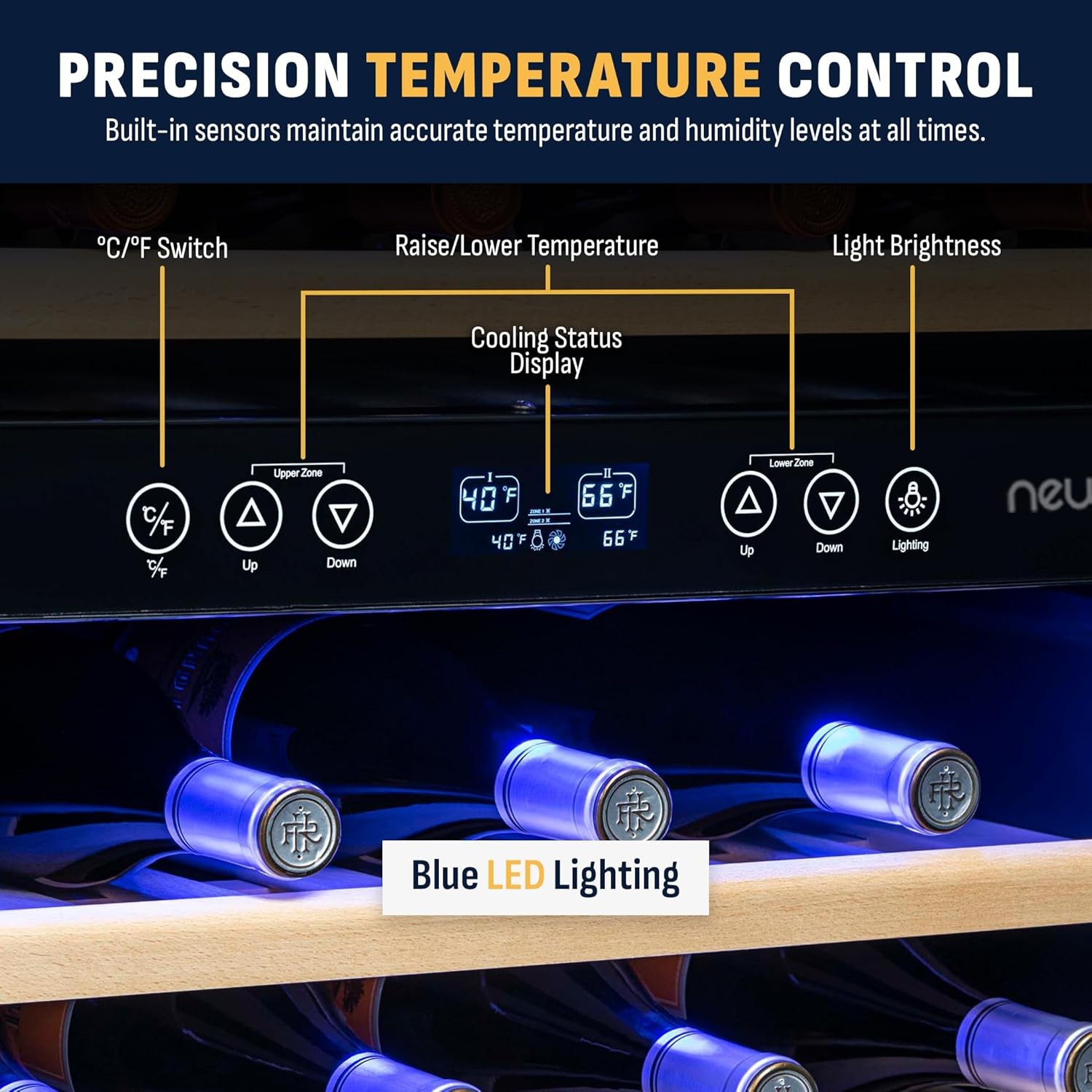 Newair NWC046BS00-RB 24" Built-in Dual Zone Wine Fridge - Certified Refurbished