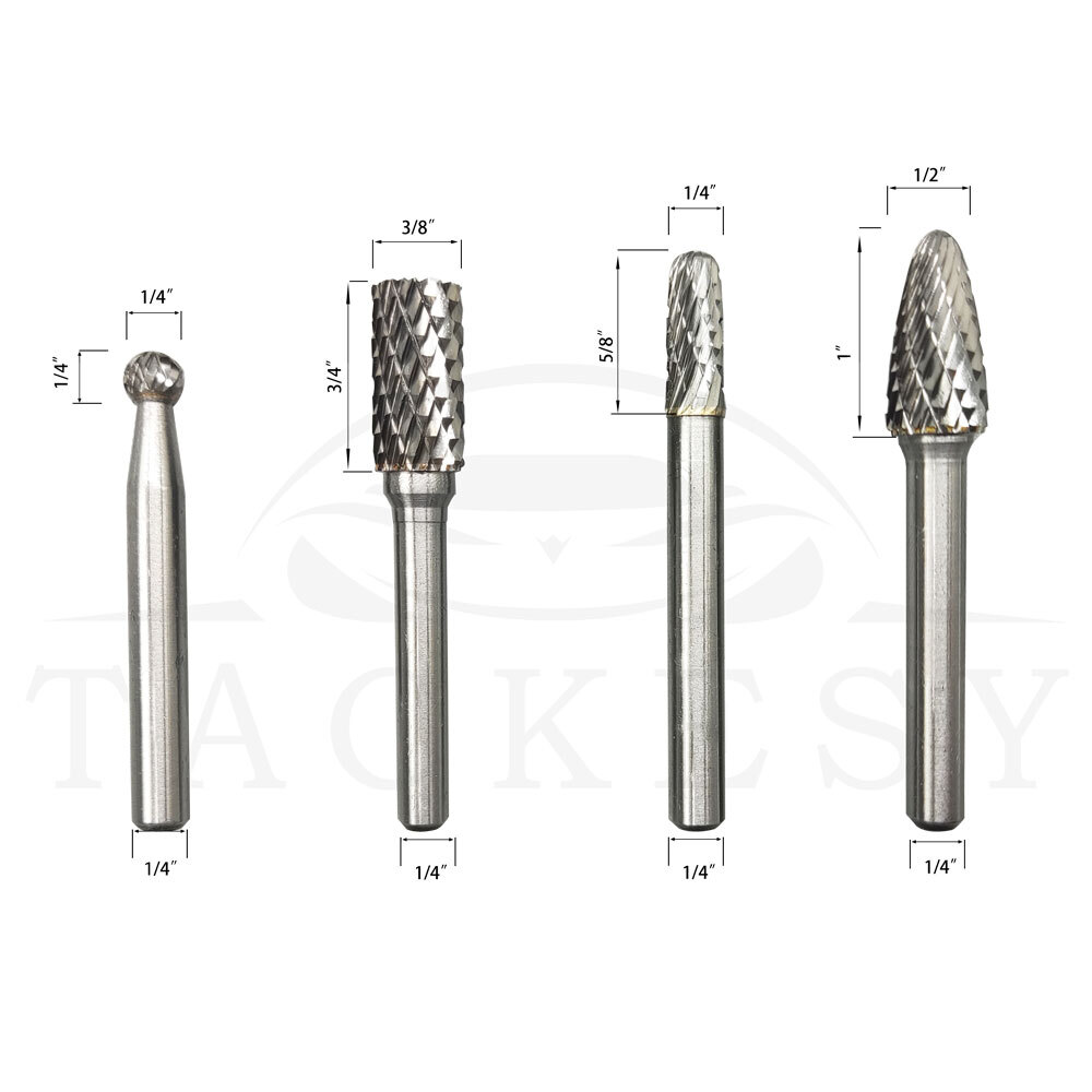 1/4'' Double Cut Tungsten Steel Carbide Rotary Burr Die Grinder Shank Bit Set 8x
