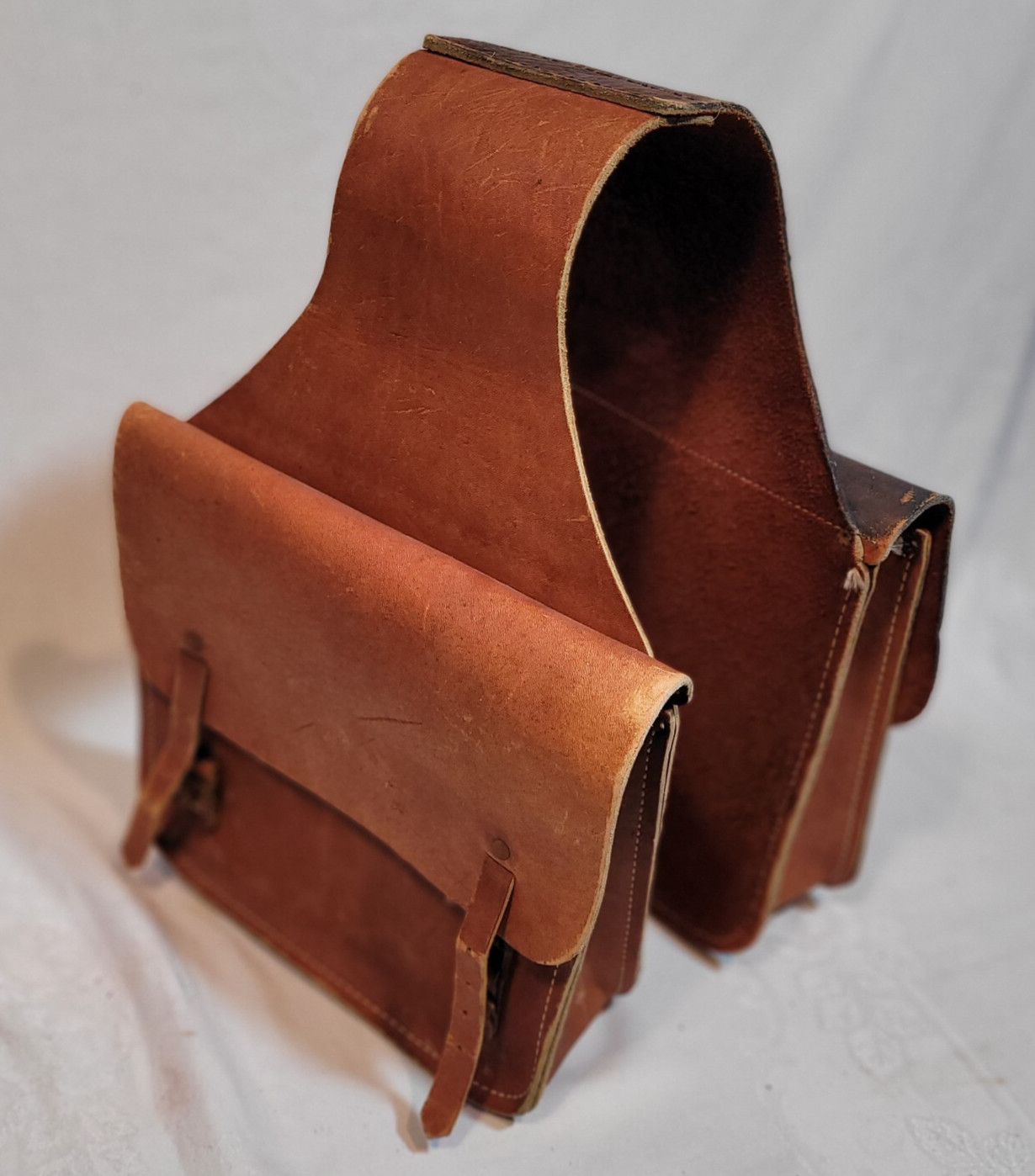 Vintage Leather Saddlebags Horse Western Gear Satchel Tack, read
